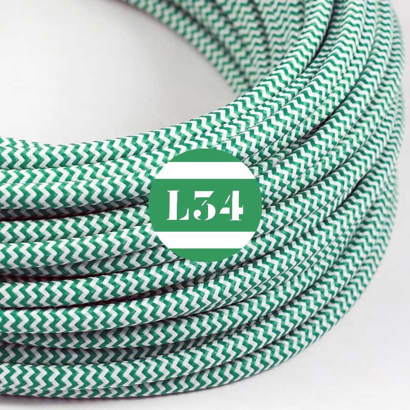 fil électrique tissu ZigZag vert et blanc fil électrique tissu ZigZag vert et blanc