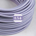 Câble électrique textile ZigZag lilas et blanc