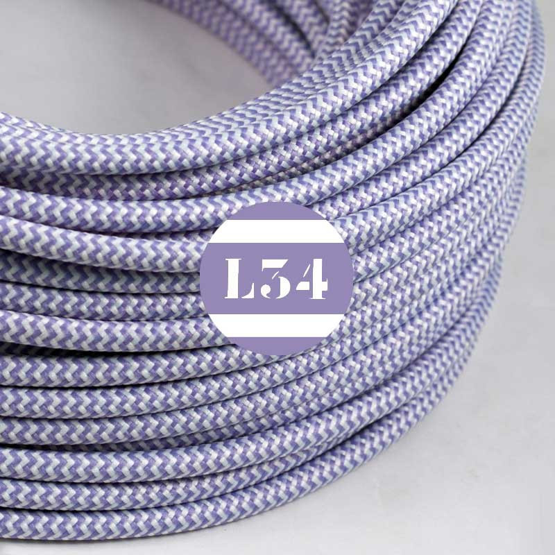 fil électrique tissu ZigZag lilas et blanc