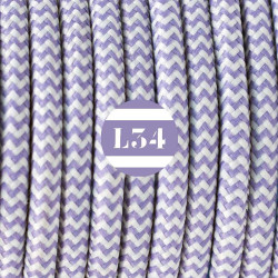 fil électrique tissu ZigZag lilas et blanc