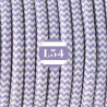 fil électrique tissu ZigZag lilas et blanc