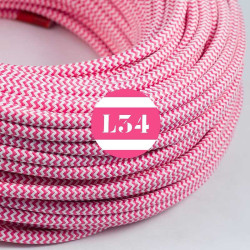 fil électrique tissu ZigZag fuchsia et blanc