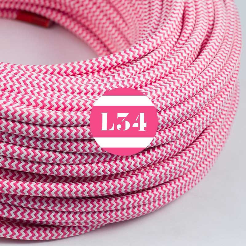 fil électrique tissu ZigZag fuchsia et blanc fil électrique tissu ZigZag fuchsia et blanc