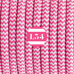 fil électrique tissu ZigZag fuchsia et blanc
