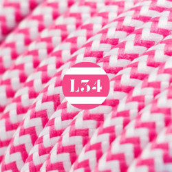 fil électrique tissu ZigZag fuchsia et blanc
