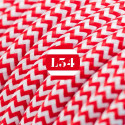 Câble électrique textile ZigZag rouge et blanc