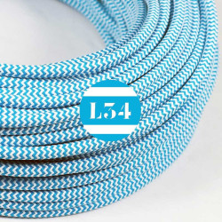 fil électrique tissu ZigZag turquoise et blanc