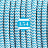 fil électrique tissu ZigZag turquoise et blanc