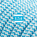 Câble électrique textile ZigZag turquoise et blanc
