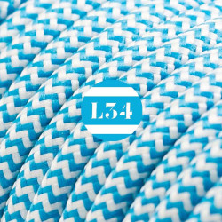 fil électrique tissu ZigZag turquoise et blanc