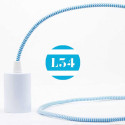Câble électrique textile ZigZag turquoise et blanc