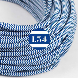 Câble électrique textile ZigZag bleu et blanc