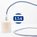 Câble électrique textile ZigZag bleu et blanc