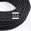 Câble électrique textile torsadé noir soie