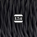 Câble électrique textile torsadé noir soie
