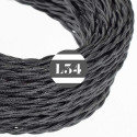Câble électrique textile torsadé gris foncé soie
