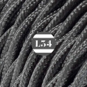 Câble électrique textile torsadé gris foncé soie
