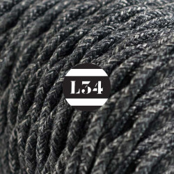 fil électrique tissu torsadé anthracite lin