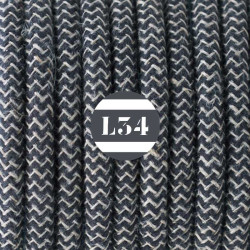 fil électrique tissu ZigZag anthracite et lin