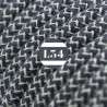 fil électrique tissu ZigZag anthracite et lin