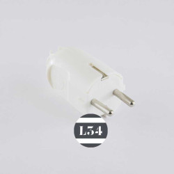 Fiche électrique mâle blanche terre pour lampe - L34