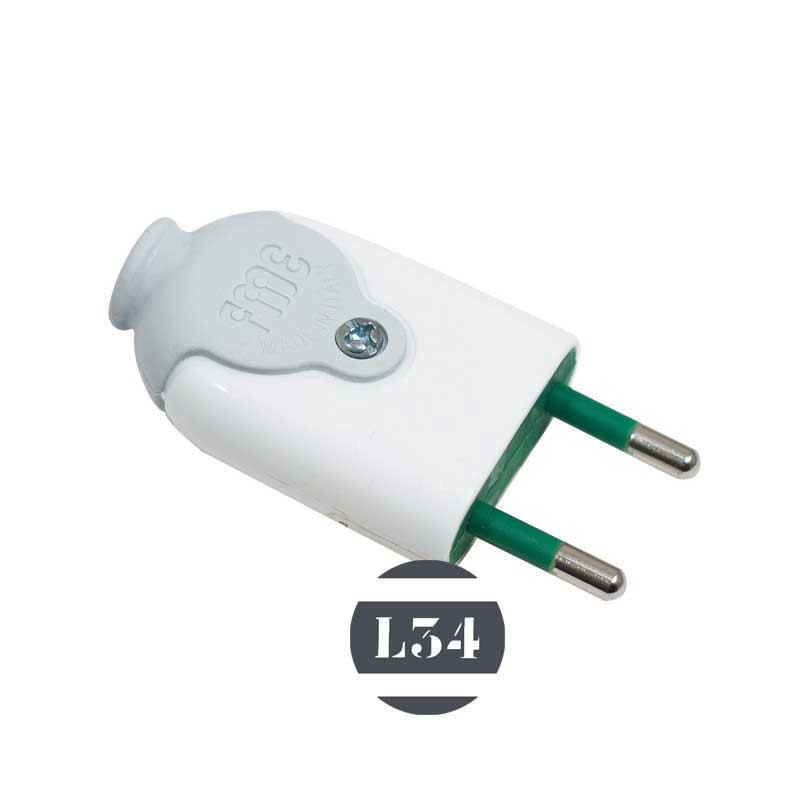 Fiche électrique mâle blanche pour lampe - L34